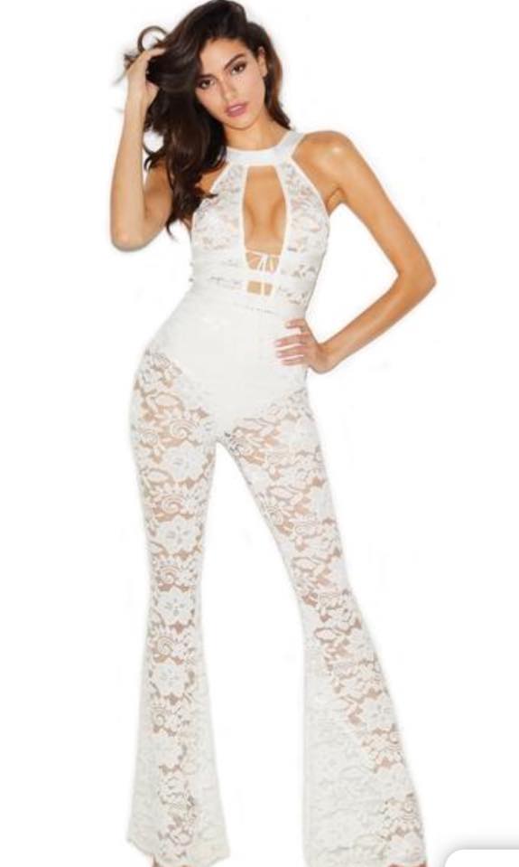 WHITE FLARED JUMPSUIT