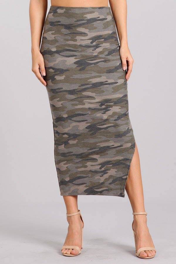 CAMOUFLAGE TOP AND SKIRT